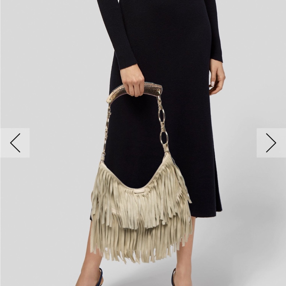 Rare Yves Saint Laurent Rive Gauche Beige Fringe Suede Mombasa Shoulder Bag - Picture 3 of 5